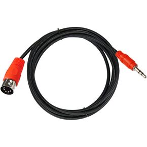 كابل MTUERANC 5Pin DIN، DIN 5Pin MIDI أنثى إلى 3.5 مم TRS ذكر قابس ستيريو 90 درجة زاوية كابل توصيل صوتي لبطاقة الصوت ولوحة مفاتيح البيانو وطبل التسجيل، أحمر
