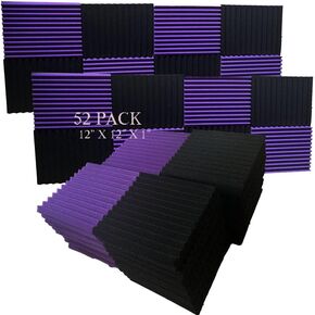 52 لوحة رغوة صوتية أرجوانية إسفين ستوديو عازل للصوت بلاط الحائط 12 بوصة × 12 بوصة × 1 بوصة in Kuwait