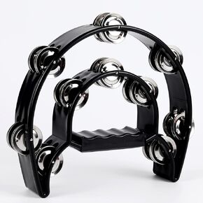 Tambourine Musical Instrument with Egg Shakers - Double Row Metal Jingles Tambourines Half Moon Handheld Percussion Gift for Adults Church Musical Education KTV Party Dance (Blue) in Saudi Arabia