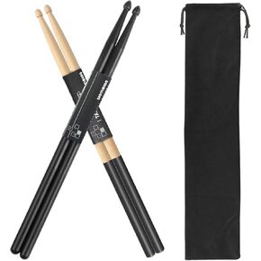 Drum Sticks 5A 1 Pair Nylon Drumsticks 1 Pair Non-Slip Maple Wood with a Velvet Drawstring Bag(Blue)