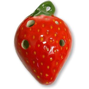 قلادة 4 فتحات Ocarina - تصميم الفراولة - السيراميك - سوبرانو F - قلادة الناي - Focalink - رفيق مثالي للسفر - مجوهرات يمكنك أن تلعب - موازين وأغاني وتعليمات مجانية in Kuwait