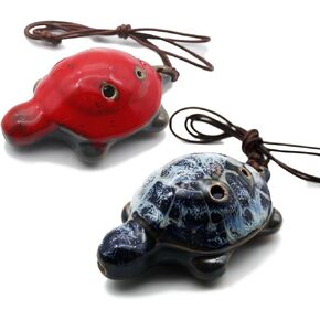6 Hole Ocarina Fish Shaped Ocarina Alto C Ceramic Ocarinas Instrument C Key for Beginner Kids Children Pack of 2 Red and Blue Ceramic Ocarina Decor in Kuwait
