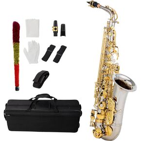 Btuty Eb Alto Saxophone Brass E Flat Sax Blue Saxophone 802 مفتاح نوع آلة النفخ الخشبية ساكسفون أزرق مع قضيب تنظيف قفازات قماشية وحزام مبطن in Saudi Arabia