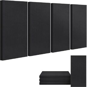 UMIACOUSTICS 4 PCS Acoustic Panels, Fiberglass Sound Proof Panels, Self-adhesive Sound Absorbing Panels for Studios, Office, Home Theater. (Black)