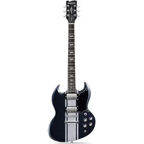 WestCreek RACER Solid Body Electric Guitar, Double Cut guitar, Rounded End Frets, Bone nut, Rosewood Fingerboard, Mahogany Body (Matte Black)