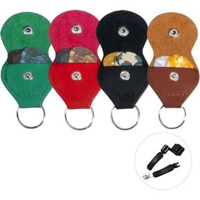 حامل سلسلة المفاتيح HNDJYT Guitar Pick، حقيبة Plectrums من جلد البولي يوريثان، حقيبة حافظات مفاتيح Plectrum، هدية للاعبي الجيتار، لفاف سلسلة الجيتار in Kuwait