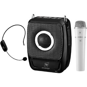 Wireless Voice Amplifier with Wireless Headset Microphone & Wireless Handheld, 25W Wireless PA System Portable Rechargeable Bluetooth Karaoke Speaker Loudspeaker for Teachers Yoga Instructors etc in Saudi Arabia