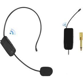 سماعة ميكروفون لاسلكية HUACAM، ميكروفون سماعة رأس لاسلكي طويل المدى، نطاق 165 قدمًا، ميكروفون لاسلكي 2.4 جيجا 2 في 1، متوافق مع مضخم الصوت، تسجيل الكاميرا، نظام PA in Kuwait