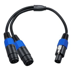 MTUERANC Speaker Splitter Cable, Speakon 1 Male to 2 Female Audio Y Adapter Cord, Speaker Extension Adapter Cable for DJ/PA Speaker Cord with Twist Lock -0.5M/1.5FT (1-Male to 2-Female)