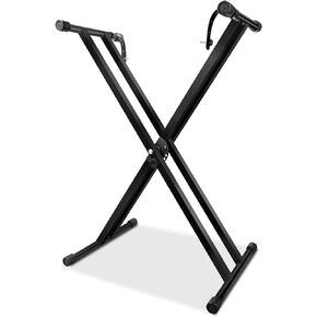 Adjustable Keyboard Stand, Heavy-Duty Double-X Piano Stand with Locking Straps for 61 76 88 Keys