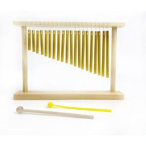 LOONELO 20-Tone Top Bar Chime، أداة إيقاع الرياح لفصول الموسيقى والتأمل واليوجا مع حامل تثبيت ومطرقة (ذهبي) in Saudi Arabia