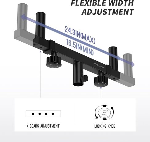 Starfavor 2 Set Dual Speaker Pole Mount, Speaker Mounting Brackets for PA Speaker/DJ Speaker/On Stage Speaker, Speaker Stand Bar Adapter with Adjustable Width 16.5" - 24.3" SPS-001 in Kuwait