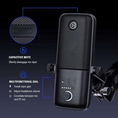 Elgato Wave:3 - ميكروفون مكثف USB وخلاط رقمي للبث والتسجيل والبث الصوتي - Clipguard، كتم الصوت بالسعة، التوصيل والتشغيل للكمبيوتر الشخصي/Mac (متجدد) in Kuwait