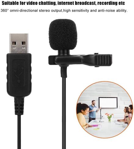 ميكروفون بوكرتي بمشبك، ميكروفون كمبيوتر بمشبك USB ومكثف ميكروفون صغير متعدد الاتجاهات لمحادثات الفيديو والبث عبر الإنترنت in Kuwait