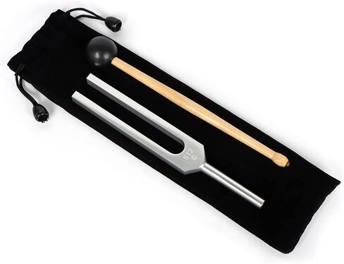 The 7boX 512hz Tuning Fork Is Made Of Aluminum Alloy, Equipped With A Silicone Hammer And Black Cloth Bag, Suitable For Sound Therapy, Yoga, Meditation, And Relaxation in Kuwait