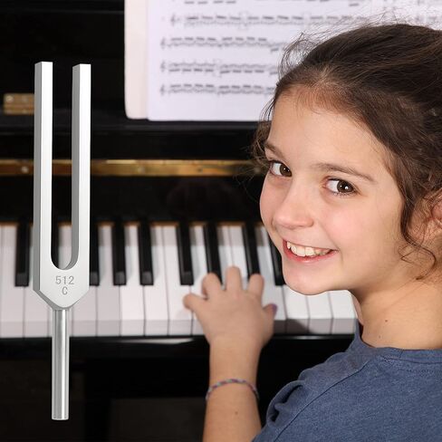 The 7boX 512hz Tuning Fork Is Made Of Aluminum Alloy, Equipped With A Silicone Hammer And Black Cloth Bag, Suitable For Sound Therapy, Yoga, Meditation, And Relaxation in Kuwait