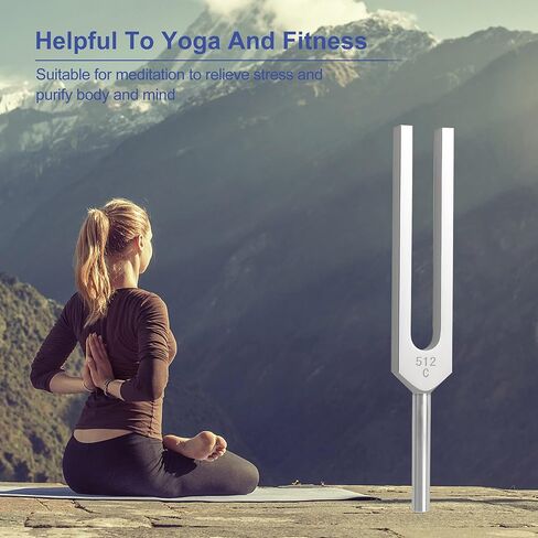 The 7boX 512hz Tuning Fork Is Made Of Aluminum Alloy, Equipped With A Silicone Hammer And Black Cloth Bag, Suitable For Sound Therapy, Yoga, Meditation, And Relaxation in Kuwait