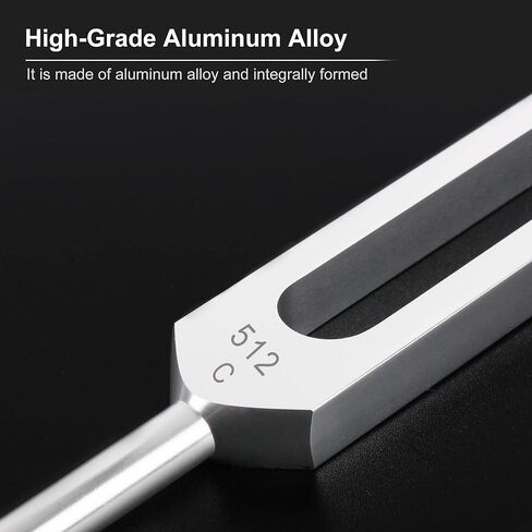 The 7boX 512hz Tuning Fork Is Made Of Aluminum Alloy, Equipped With A Silicone Hammer And Black Cloth Bag, Suitable For Sound Therapy, Yoga, Meditation, And Relaxation in Kuwait