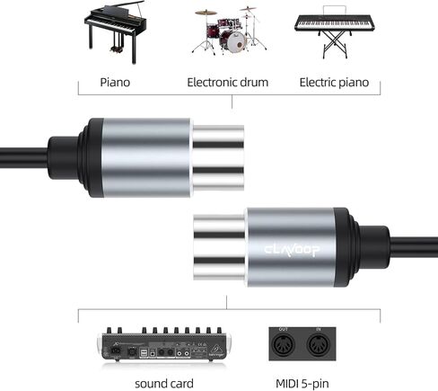 CLAVOOP MIDI كابل 10 أقدام، 5 دبوس DIN MIDI ذكر إلى ذكر كابلات للوحة لوحة المفاتيح MIDI Beat Maker مضخم الصوت الجيتار متعدد التأثيرات Synth بطاقة الصوت الخارجية in Kuwait
