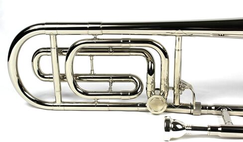 تينور ترومبون Bb/F جديد تمامًا مع جراب وقطعة فم - طلاء خارجي مطلي بالنيكل in Kuwait