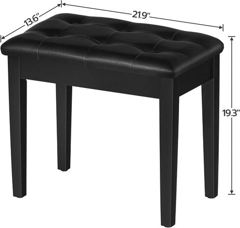 HOOBRO Piano Bench with Padded Cushion and Storage Compartment for Music Sheet, Music Bench, Piano Stool, Vanity Chair, Holds up to 300 lb, 21.9 x 13.6 x 19.3 Inches, Black BB16QD01 in Kuwait