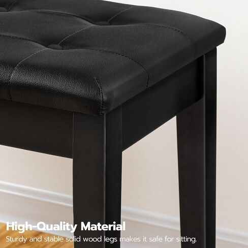 HOOBRO Piano Bench with Padded Cushion and Storage Compartment for Music Sheet, Music Bench, Piano Stool, Vanity Chair, Holds up to 300 lb, 21.9 x 13.6 x 19.3 Inches, Black BB16QD01 in Kuwait