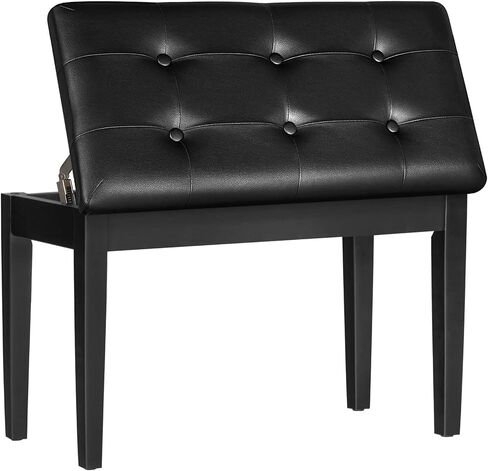 HOOBRO Piano Bench with Padded Cushion and Storage Compartment for Music Sheet, Music Bench, Piano Stool, Vanity Chair, Holds up to 300 lb, 21.9 x 13.6 x 19.3 Inches, Black BB16QD01 in Kuwait