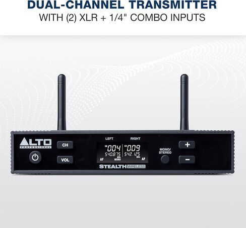Alto Professional Stealth 1 - نظام صوت لاسلكي Mono UHF XLR، جهاز إرسال واستقبال لمكبرات الصوت التي تعمل بالطاقة، والخلاطات والميكروفونات الديناميكية، أسود in Kuwait