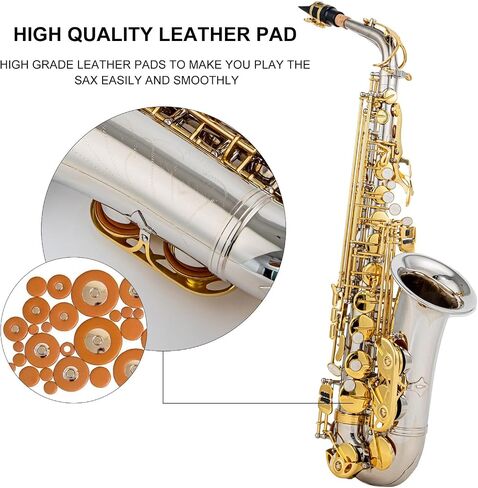 Btuty Eb Alto Saxophone Brass E Flat Sax Blue Saxophone 802 مفتاح نوع آلة النفخ الخشبية ساكسفون أزرق مع قضيب تنظيف قفازات قماشية وحزام مبطن in Saudi Arabia
