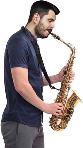 Glarry Student Alto Eb E-flat SAX Saxophone Gold Lacquer SAX Beginners Kit with Case, Reeds，Mouth Piece, Soft Cleaning Cloth and Rod，Gloves (Black) in Kuwait