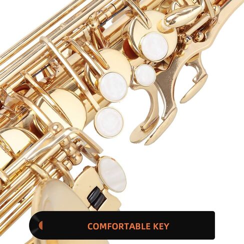 Glarry Student Alto Eb E-flat SAX Saxophone Gold Lacquer SAX Beginners Kit with Case, Reeds，Mouth Piece, Soft Cleaning Cloth and Rod，Gloves (Black) in Kuwait