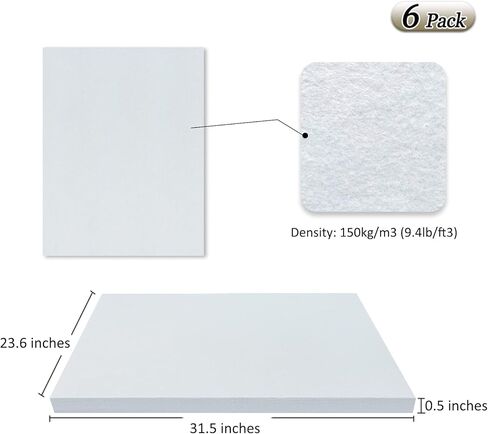 لوحة صوتية TroyStudio - 16 × 12 × 0.5 بوصة، 6 عبوات سميكة وعازلة للصوت ولوحة ممتصة للصوت، بلاط معالجة صوتية للجدار والسقف لاستوديو التسجيل، المنزل in Kuwait