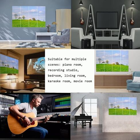 لوحات فنية صوتية، 8 قطع من الواح امتصاص الصوت ذاتية اللصق، لوحة جدارية صوتية، لوحات عازلة للصوت مناسبة لغرفة المعيشة والمكتب واستوديو التسجيل، لوحات صوتية 32 × 48 انش in Kuwait