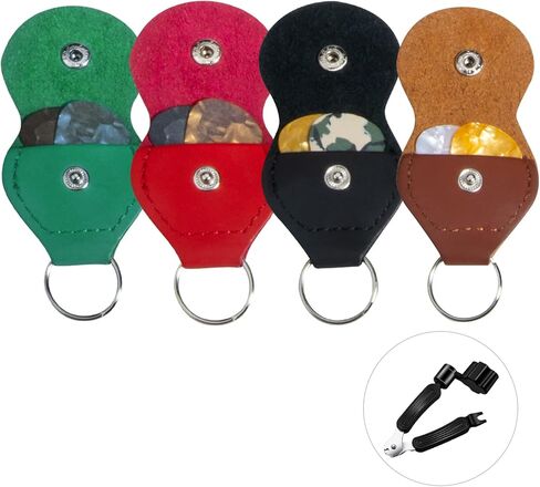 حامل سلسلة المفاتيح HNDJYT Guitar Pick، حقيبة Plectrums من جلد البولي يوريثان، حقيبة حافظات مفاتيح Plectrum، هدية للاعبي الجيتار، لفاف سلسلة الجيتار in Kuwait