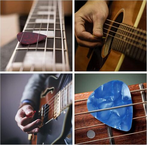 حامل سلسلة المفاتيح HNDJYT Guitar Pick، حقيبة Plectrums من جلد البولي يوريثان، حقيبة حافظات مفاتيح Plectrum، هدية للاعبي الجيتار، لفاف سلسلة الجيتار in Kuwait