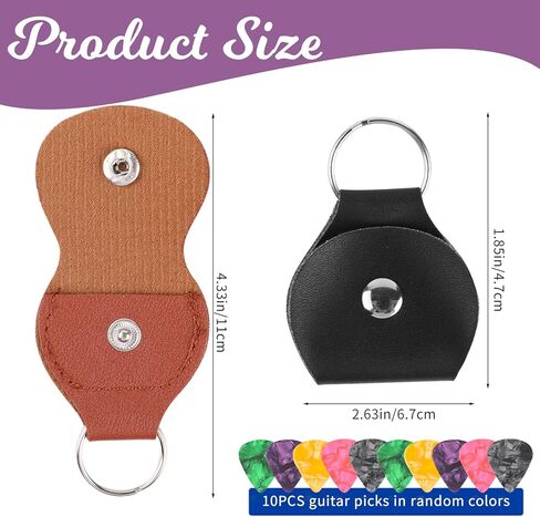 KALIONE 4 قطع غيتار Plectrum Key Fob Cases Bag، جلد غيتار اختيار حامل سلسلة مفاتيح مع 10 قطع غيتار يختار، غيتار اختيار حامل حقيبة هدية للاعبي الغيتار in Kuwait