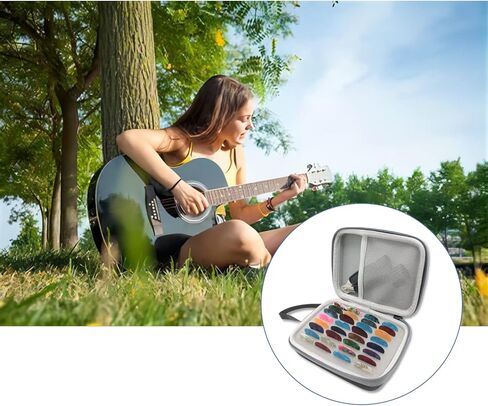 Cheerock EVA Guitar Pick Holder Case, Large Capacity Guitar Pick Case, Portable Guitar Picks Holder, Guitar Pick Box Keep Guitar Picks Organized Compatible with Small Guitar Accessories in Kuwait