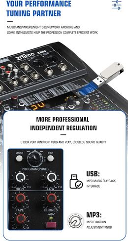 زرامو لوحة مزج الصوت ZM120 12 قناة ممتازة مع بلوتوث USB متعدد المسارات وطاقة فانتوم 48 فولت لاستوديو الكاريوكي والكمبيوتر الشخصي والاداء المباشر وتأثيرات الموسيقى المنزلية in Kuwait