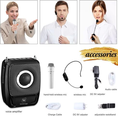مضخم صوت لاسلكي مع ميكروفون سماعة رأس لاسلكية ومحمول لاسلكي، نظام PA لاسلكي بقدرة 25 وات، مكبر صوت كاريوكي محمول قابل لإعادة الشحن يعمل بالبلوتوث للمعلمين ومدربي اليوغا وما إلى ذلك in Saudi Arabia