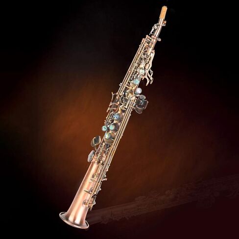 طقم ساكسفون مسطح من النحاس الأحمر العتيق، آلة موسيقية سوبرانو مستقيمة ساكس احترافية مع حقيبة حمل in Kuwait