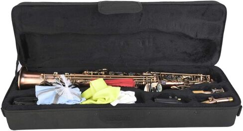 طقم ساكسفون مسطح من النحاس الأحمر العتيق، آلة موسيقية سوبرانو مستقيمة ساكس احترافية مع حقيبة حمل in Kuwait