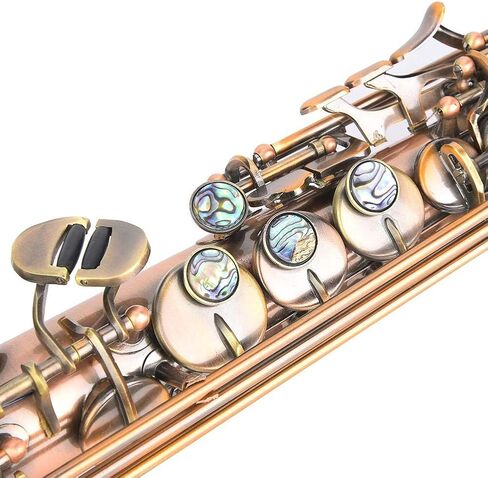 طقم ساكسفون مسطح من النحاس الأحمر العتيق، آلة موسيقية سوبرانو مستقيمة ساكس احترافية مع حقيبة حمل in Kuwait
