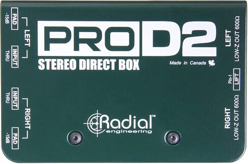 حزمة صندوق DI من Radial DI Box PROD2 مع سلك ميكروفون Pig Hog XLR بطول 10 أقدام وقطعة قماش تلميع - مزيل هوم صناديق DI للأدوات، صندوق سلبي مصنوع للوحات المفاتيح، الجيتار، الجهير DI in Kuwait