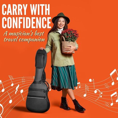 Flexzion Electric Guitar Bag - Soft Guitar Case 38 40 41 Electric Guitar Gig Bag - 5 mm Padding Travel Gig Bag with Carrying Handles, Adjustable Backpack Strap, & Neck Strap, Black in Saudi Arabia
