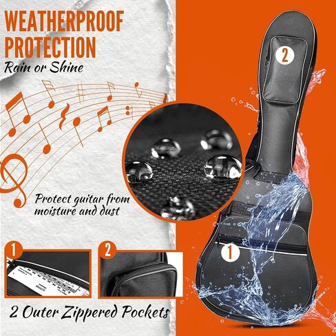Flexzion Electric Guitar Bag - Soft Guitar Case 38 40 41 Electric Guitar Gig Bag - 5 mm Padding Travel Gig Bag with Carrying Handles, Adjustable Backpack Strap, & Neck Strap, Black in Saudi Arabia