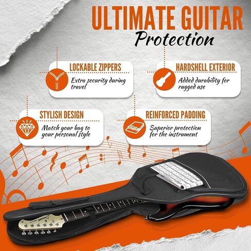 Flexzion Electric Guitar Bag - Soft Guitar Case 38 40 41 Electric Guitar Gig Bag - 5 mm Padding Travel Gig Bag with Carrying Handles, Adjustable Backpack Strap, & Neck Strap, Black in Saudi Arabia