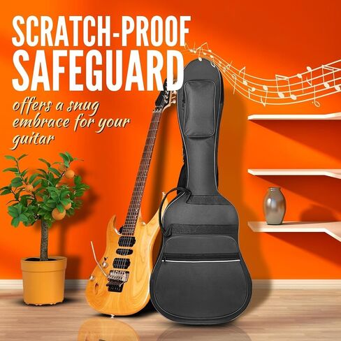 Flexzion Electric Guitar Bag - Soft Guitar Case 38 40 41 Electric Guitar Gig Bag - 5 mm Padding Travel Gig Bag with Carrying Handles, Adjustable Backpack Strap, & Neck Strap, Black in Saudi Arabia