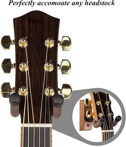 حامل حامل حامل للتعليق على الحائط من Vshinic جيتار مع مسامير، حامل حامل حامل للتعليق على الحائط على جيتار الجوز الأسود للجيتار الكهربائي الصوتي والباس والمندولين والكمان والقيثارة in Kuwait