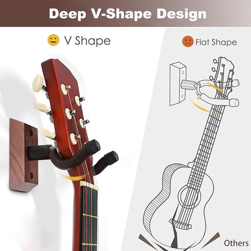 حامل حامل حامل للتعليق على الحائط من Vshinic جيتار مع مسامير، حامل حامل حامل للتعليق على الحائط على جيتار الجوز الأسود للجيتار الكهربائي الصوتي والباس والمندولين والكمان والقيثارة in Kuwait