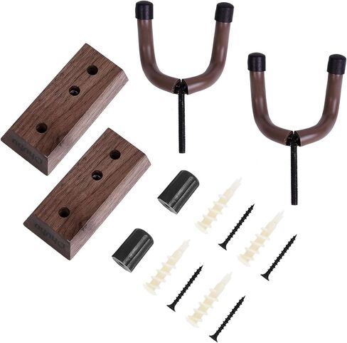 حامل حامل حامل للتعليق على الحائط من Vshinic جيتار مع مسامير، حامل حامل حامل للتعليق على الحائط على جيتار الجوز الأسود للجيتار الكهربائي الصوتي والباس والمندولين والكمان والقيثارة in Kuwait